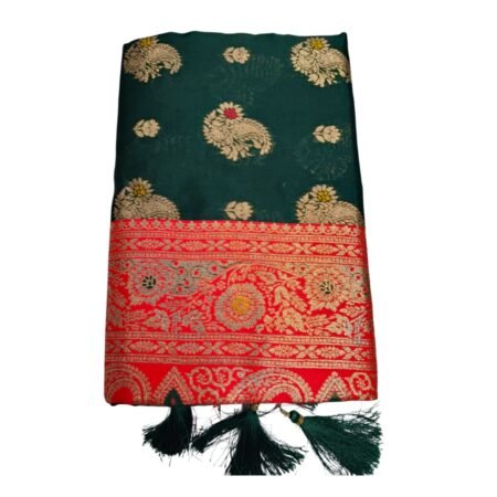 Green & Red Banarashi Saree